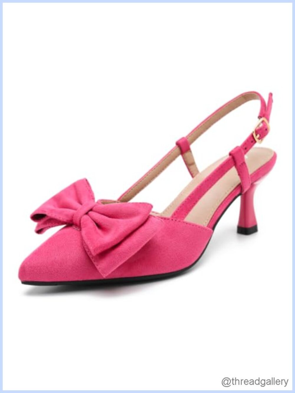 Slingback Pumps with Bow Pointed Toe Kitten Heel 2.4 Inch Heel